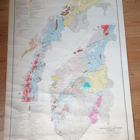 Gammelt geologisk berggrundskart over Norge