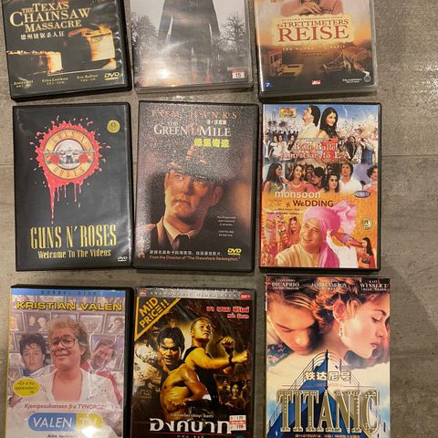 9 originale hardcover dvd filmer: Titanic, Gren Mile, Guns n Roses, Valen