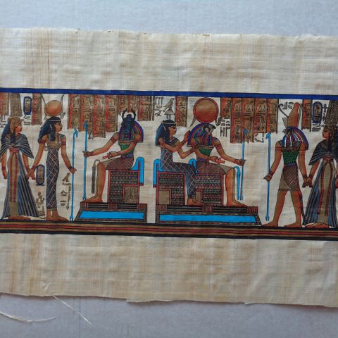 Orginalt egyptisk fargemaleri på papyrus (18x53)