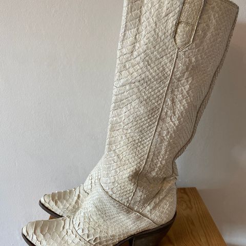 Gianni Barbato italienske beige skinn Str. 36 Vintage designersko boots