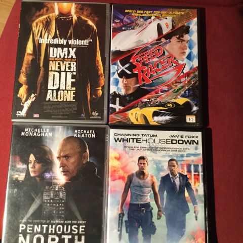 DVD White House Down—speed racer—never die alone—penthouse north