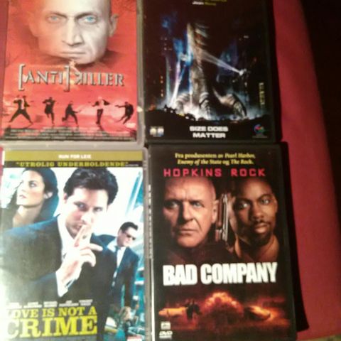 DVD Anti Killer--bad company--love is not a crime-- Godzilla