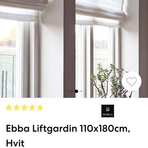 1 stk Himla liftgardin 100 cm, hvit 55% lin