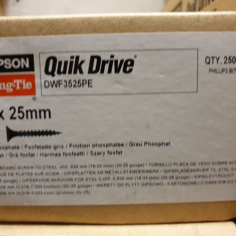 Quik Drive 3,5 x 25mm gipsskruer 2.500stk - 70% rabatt!
