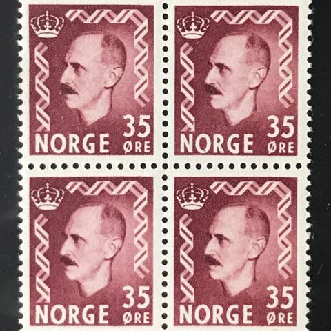 Norge 4-blokker postfrisk, nk 397**, 35 øre kong Haakon 1951, prima