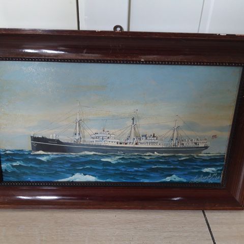 Maleri av båten America.Malt av maleren Erling Gulbransen Oslo.