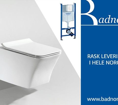 Badnor Sassari vegghengt toalett med Grohe Rapid sisterne HVIT