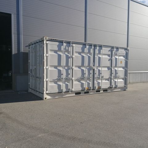 Nå på lager, 5 stk hvite eller blå High cube container med sideåpning