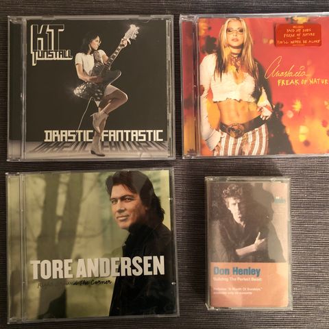 musikk CD og kasset, 80 kr for alle 4 eller 20 kr per stk