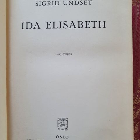 Førsteutgave: Sigrid Undset "Ida Elisabeth"