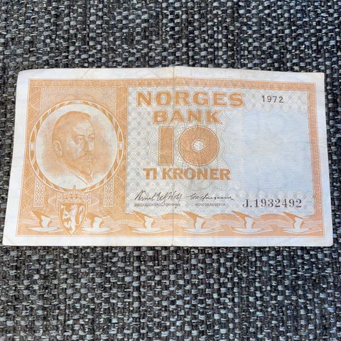 Norsk 10 kr. seddel 1972