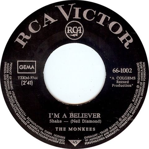 The Monkees – I'm A Believer(  7", Single 1966)