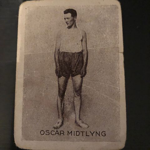 Oscar Midtlyng høyde Trondheim friidrett sigarettkort 1930 Tiedemanns Tobak