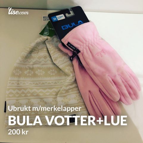 UBRUKT Bula lue og votter m/merkelapper