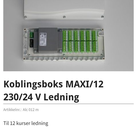 Koblingsboks MAXI/12 230/24 V Ledning