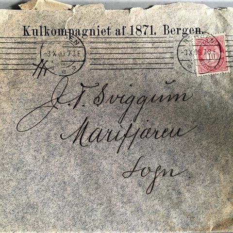 Norge 1906  Brev stemplet Bergen 3 X 06 Trolig NK 43