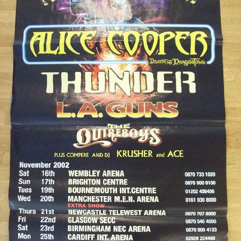 MONSTERS OF ROCK -Alice Cooper, Thunder,L.A Guns,The Quierboys (plakat)