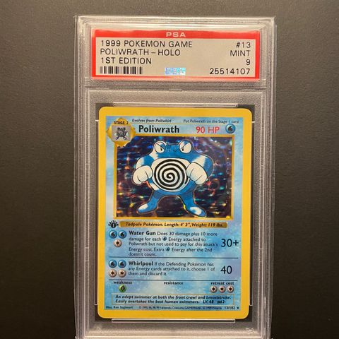 PSA 9 – 1999 Pokemon Base Set 1st Edition Poliwrath Holo #13