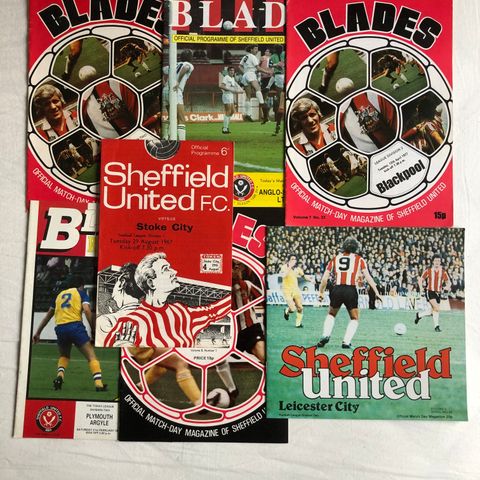 Pen samling med 7 stk. Sheffield United programmer fra perioden 1967 - 1988