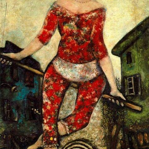 Figurative L ‘ Acrobate (1930) Marc Chagall - Plakat m/gullramme - 48 x 72 cm