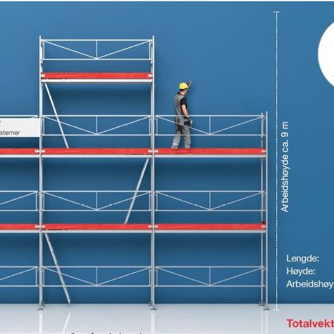 Utleie av Jamax stillaspakke 55,5m2.