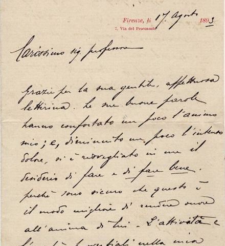 Håndskrevet brev  av Enrico Bemporad 1893 med ektehets sertifikat til salg.
