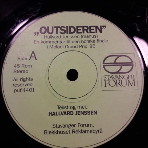 Hallvard Jenssen 7" singel selges 