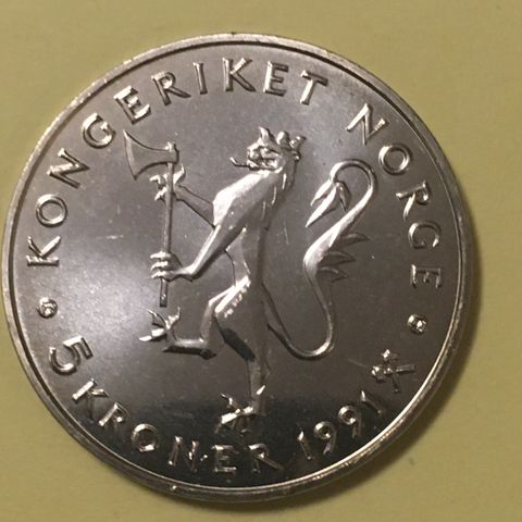 5 kr 1991 Sølvskatten kv 0