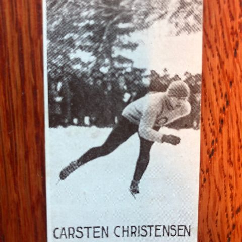 Carsten Christensen Oslo skøyter sigarettkort 1930 Tiedemanns Tobak!