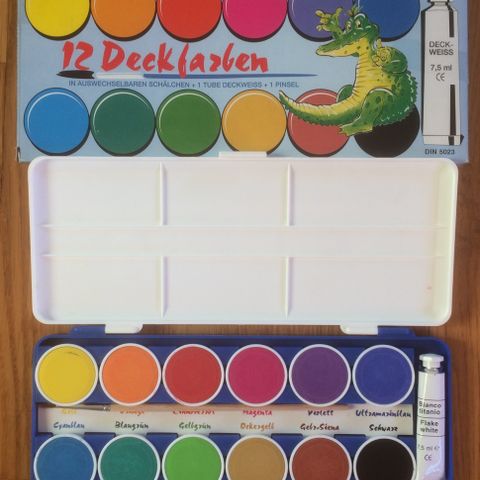 vannfarger + pensel