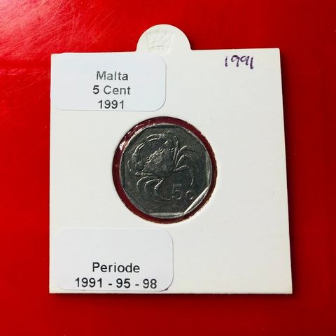 Malta 5 Cent 1991 . (1543C)