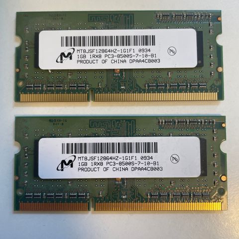 Micron - 1 GB DDR3 - PC3-8500 (2 stk.)