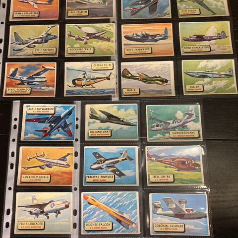 Fly / Krigsfly samlekort fra 50/60-tallet, 27 kort. Produsent A&BC