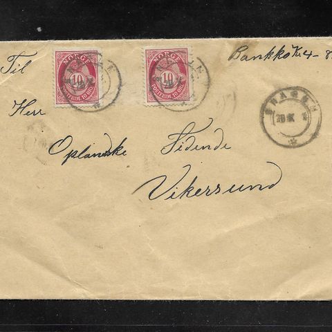 Bankobrev sendt 29.X.1904 fra Snarum Postaabneri. Krøderbanen. 2 lakksegl.
