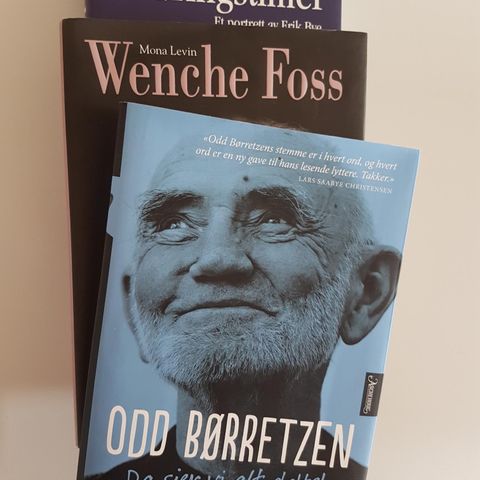 Tre bøker: Bye, Foss, Børretzen