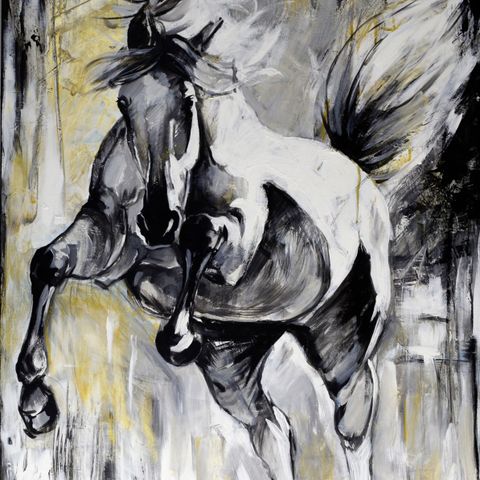 Equine serie, moderne unikt akrylmaleri 120x80cm fri frakt