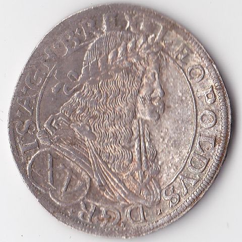 Østerrike 15 Kreuzer sølv 1675 nær usirkulert
