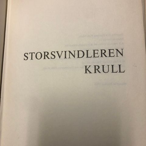 Storsvindleren Krull av Thomas Mann til salgs.