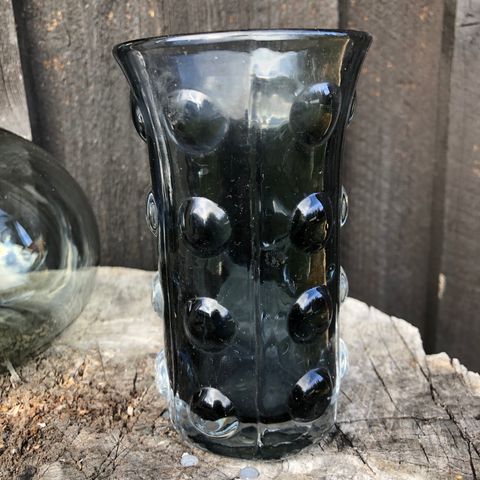 Retro Sotgrå vase i glass, SEA Glassbruk Sverige