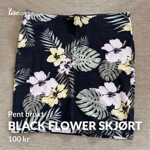 Black Flower Skjørt