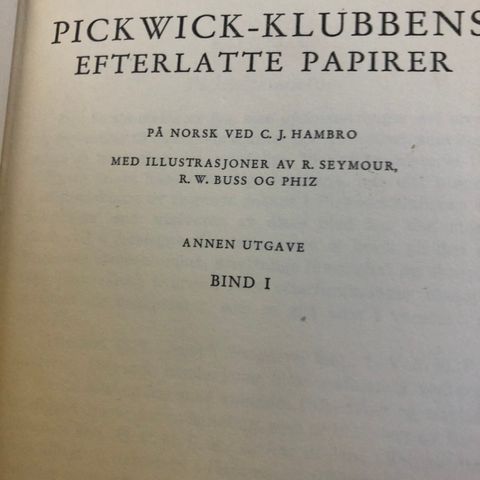 Charles Dickens bok Pickwick klubbens etterlatte papirer til salgs.