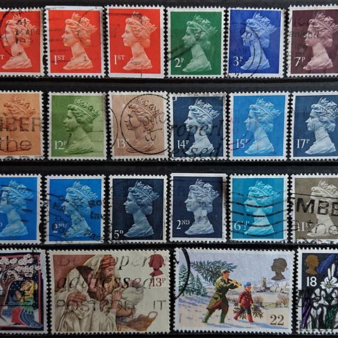 ENGLAND: Lot med fine stempla frimerker. / 1019 xv..