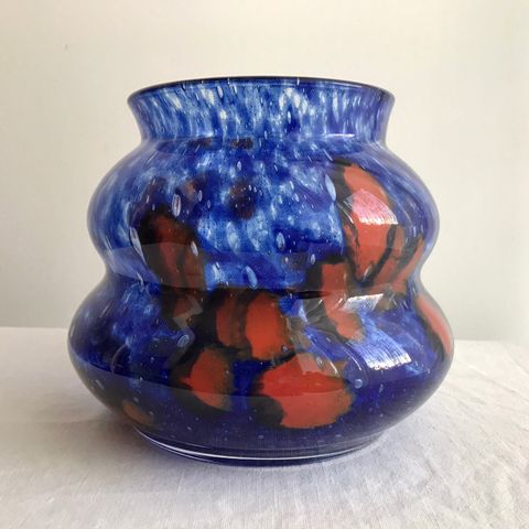 Stor flott vintage kunstglass vase fra Prachen designet av Frantisek Koudelka