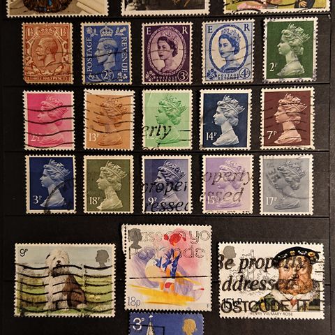 ENGLAND: Lot med fine, eldre, ulike, stempla frimerker. / 1042 xv..