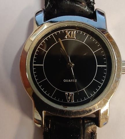 Klassisk kvalitets-Armbåndsur til Henne, Sort med ekte lærreim