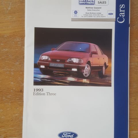 Brosjyre Ford Cars 1993 Edition Three (10/93-01/94)
