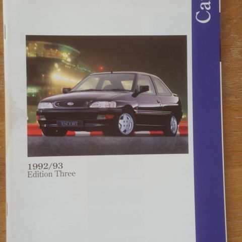 Brosjyre Ford Cars 1992/1993 Edition Three