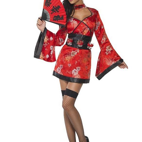 Sexy Geisha Costume med gratis håndvifte