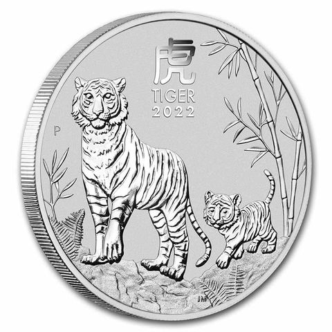 2022 Australia 1 oz Sølv Lunar  «Year of the Tiger»