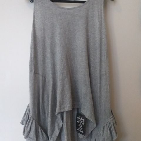 New Preen by Thornton Bregazzi grey cotton ruffle top, size M